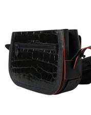 Black Exotic Leather Shoulder Crossbody Camera Bag
