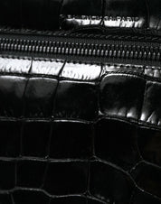 Black Exotic Leather Shoulder Crossbody Camera Bag