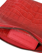 Red Exotic Skin Leather Classic Pouch Purse Wristlet Bag