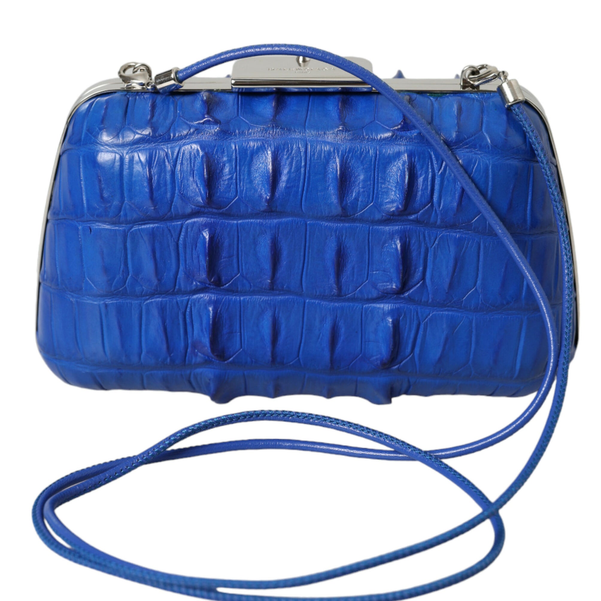 Balenciaga Blue Exotic Skin Leather Shoulder Crossbody Box Clutch Bag Balenciaga