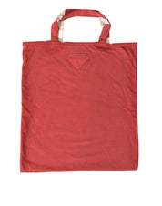 Red Jersey Fabric Logo Shoulder Shopping Tote Bag