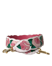 White Floral Leather Accessory Shoulder Strap