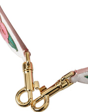White Floral Leather Accessory Shoulder Strap