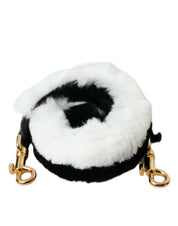 Black White Lapin Fur Accessory Shoulder Strap