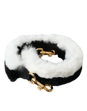 Black White Lapin Fur Accessory Shoulder Strap