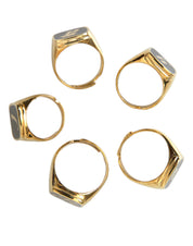 Gold Brass ROYAL Enamel Set of 5 Ring