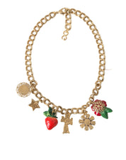 Gold Chain Rose Cross Strawberry Star Pendant Necklace
