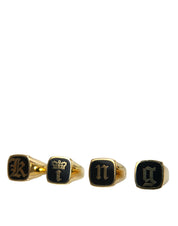 Gold Brass KING Enamel Set of 4 Ring