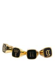 Gold Brass KING Enamel Set of 4 Ring