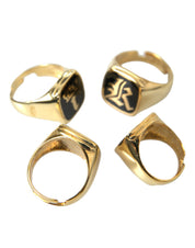 Gold Brass KING Enamel Set of 4 Ring