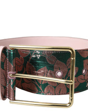 Multicolor Floral Jacquard Lurex Gold Buckle Belt