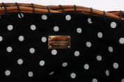 Beige Straw Snakeskin Pom Pom Crystal AGNESE Bag