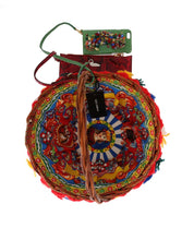 Multicolor AGNESE Straw Crystal  Pom Pom Bag