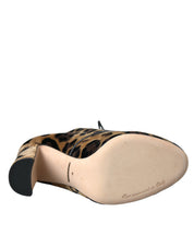 Dolce & Gabbana Brown Leopard Hair Lace Up Booties Shoes Dolce & Gabbana