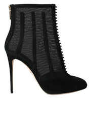 Black Mesh Stiletto Heels Ankle Boots Shoes