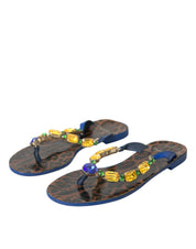 Blue Crystal Calf Leather Beachwear Shoes