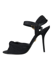 Black Suede Embellished Heels Sandals Shoes