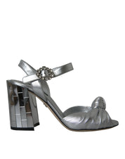Dolce & Gabbana Silver Lambskin Leather Heels Sandals Shoes Dolce & Gabbana