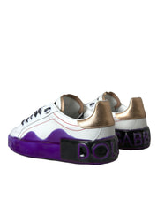 White Leather Portofino Low Top Sneakers Shoes