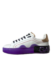 White Leather Portofino Low Top Sneakers Shoes