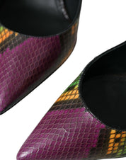 Multicolor Exotic Leather Heels Pumps Shoes