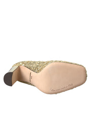 Gold Sequin Crystal Heels Pumps Shoes