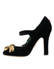 Black Roses Crystal Brooch Mary Jane Shoes