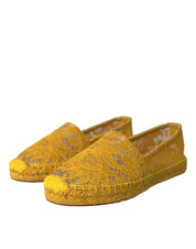 Dolce & Gabbana Yellow Taormina Lace Espadrille Loafers Flats Shoes Dolce & Gabbana