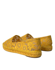 Dolce & Gabbana Yellow Taormina Lace Espadrille Loafers Flats Shoes Dolce & Gabbana