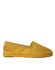 Dolce & Gabbana Yellow Taormina Lace Espadrille Loafers Flats Shoes Dolce & Gabbana