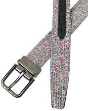 Multicolor Embellished Silver Metal Buckle Belt