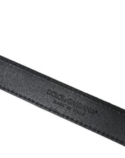 Black Jacquard Stripes Silver Metal Buckle Belt