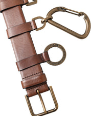 Brown Calf Leather Gold Metal Buckle Belt Men