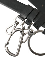 Black Calf Leather Silver Metal Buckle Belt