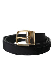 Black Gros Grain Gold Metal Buckle Belt Men