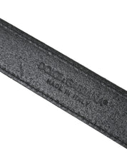 Black Glittered Leather Silver Buckle Belt