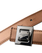 Bronze Leather Square Metal Buckle Belt