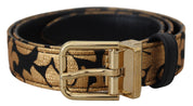 Multicolor Jacquard Leather Logo Buckle Belt