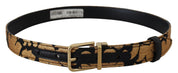 Multicolor Jacquard Leather Logo Buckle Belt