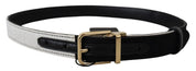 White Black Patchwork Gold Metal Buckle Belt