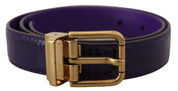 Dolce & Gabbana Purple Exotic Leather Gold Metal Buckle Belt