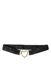 Dolce & Gabbana Black Leather Gold Heart Metal Buckle Belt