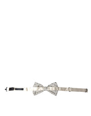 White Black Polka Dot Polyester Bow Tie Men