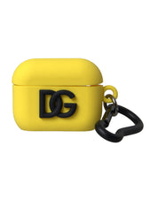 Yellow Silicone Logo Embossed Airpods Case