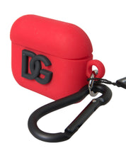 Red Silicone Rubber Logo Embossed Airpods Case