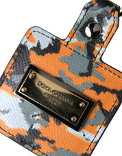 Multicolor Camouflage Print Leather Logo Metal Airpods Case