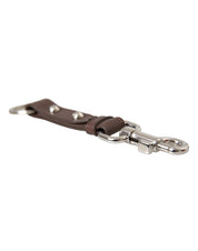Brown Plain Leather Silver Brass Keyring Holder Keychain
