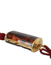 Brown Leopard Mini Mirror Tassel Make Up Holder Bag
