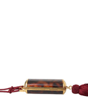 Brown Leopard Mini Mirror Tassel Make Up Holder Bag