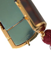 Brown Leopard Mini Mirror Tassel Make Up Holder Bag